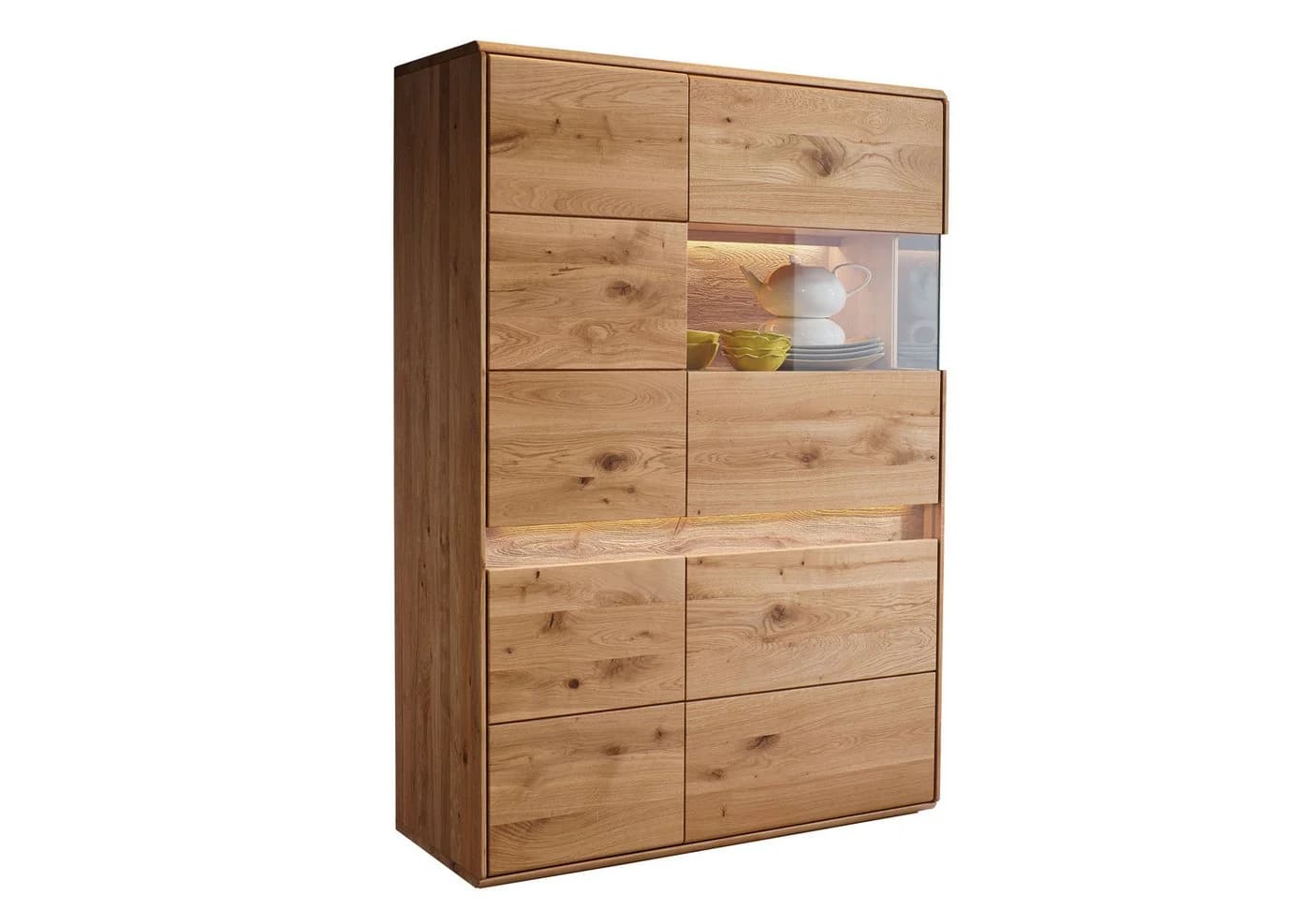 Woodroom Vitrine Valbona Wildeiche massiv geölt mit Glaselement - Bild 2