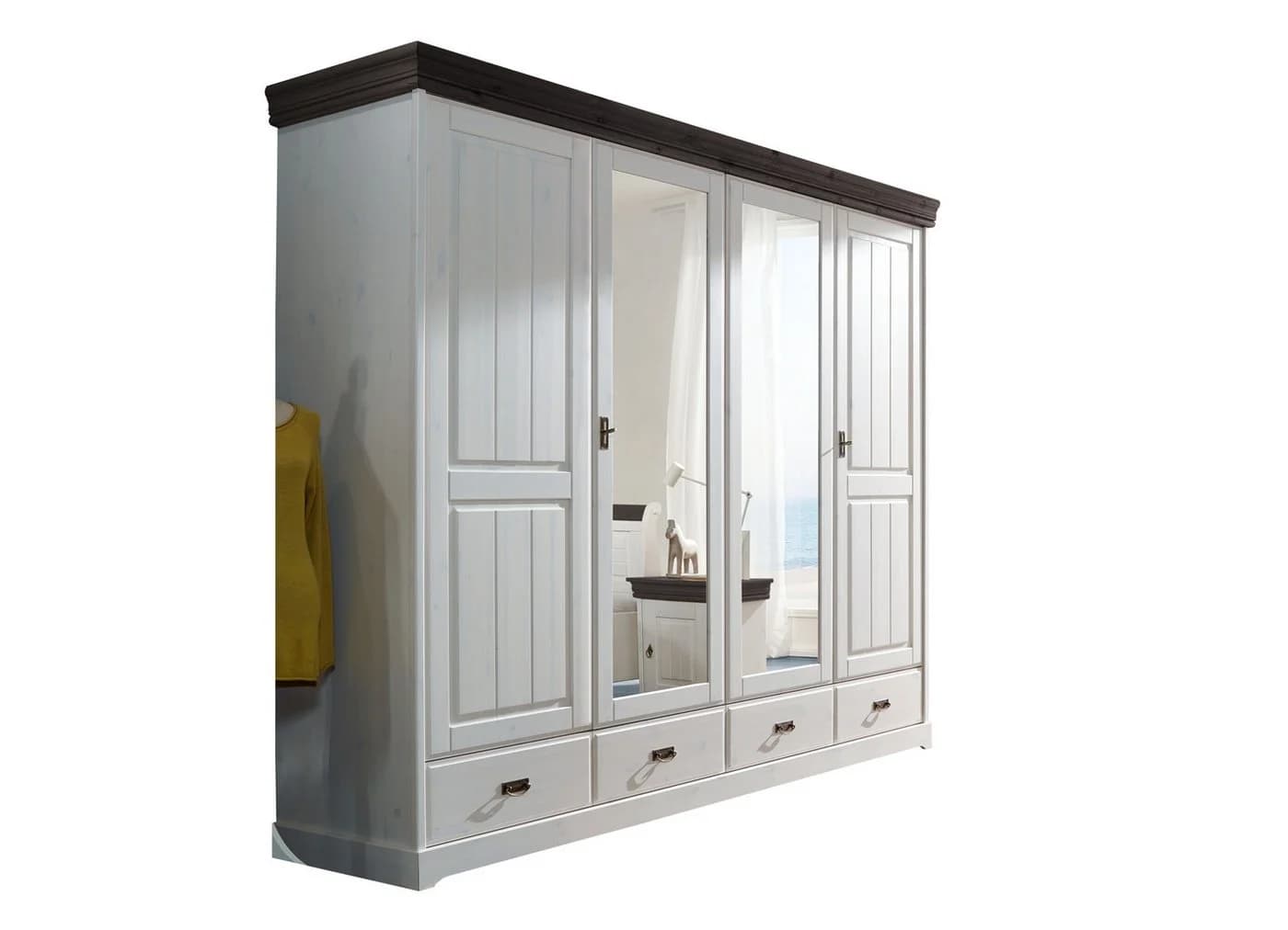 Woodroom Kleiderschrank Pila 4-türig Kiefer massiv weiß - Bild 2