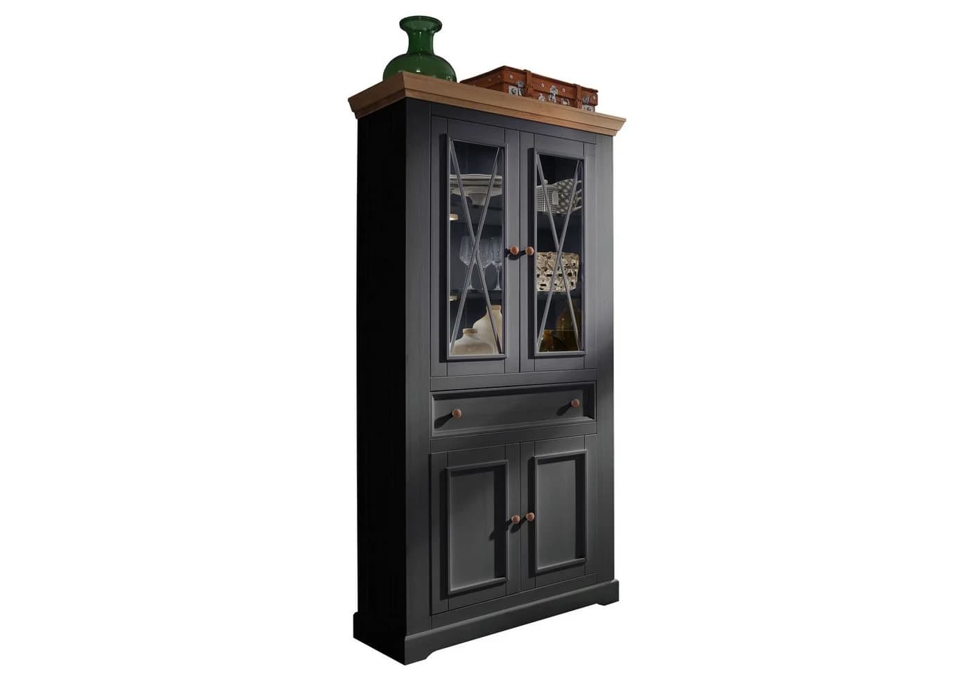 Woodroom Vitrine Oslo massiv Kiefer grau gewachst - Bild 2