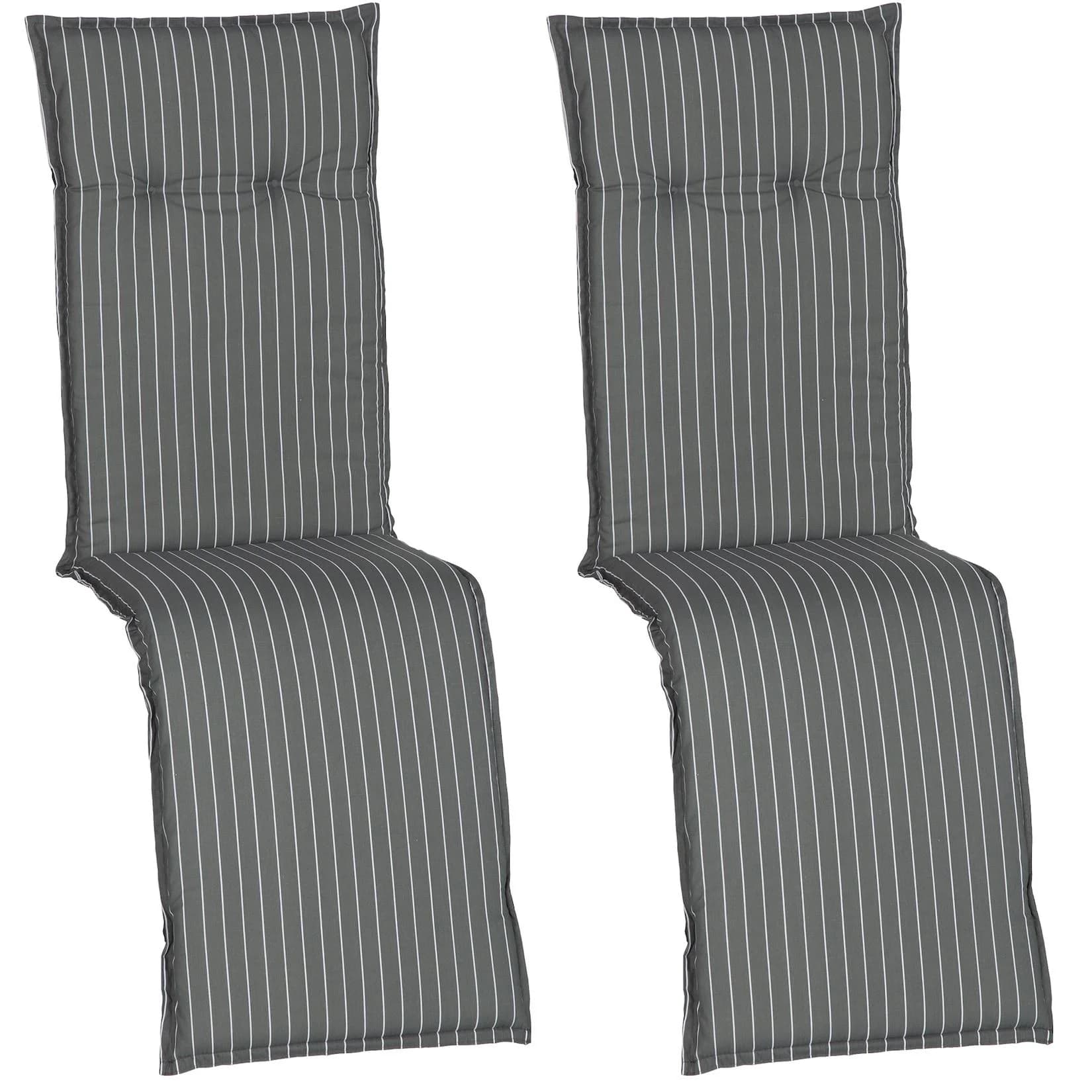 NYVI Auflage für Relaxliegen Barcelona 2er Set Grau/Weiß Streifen