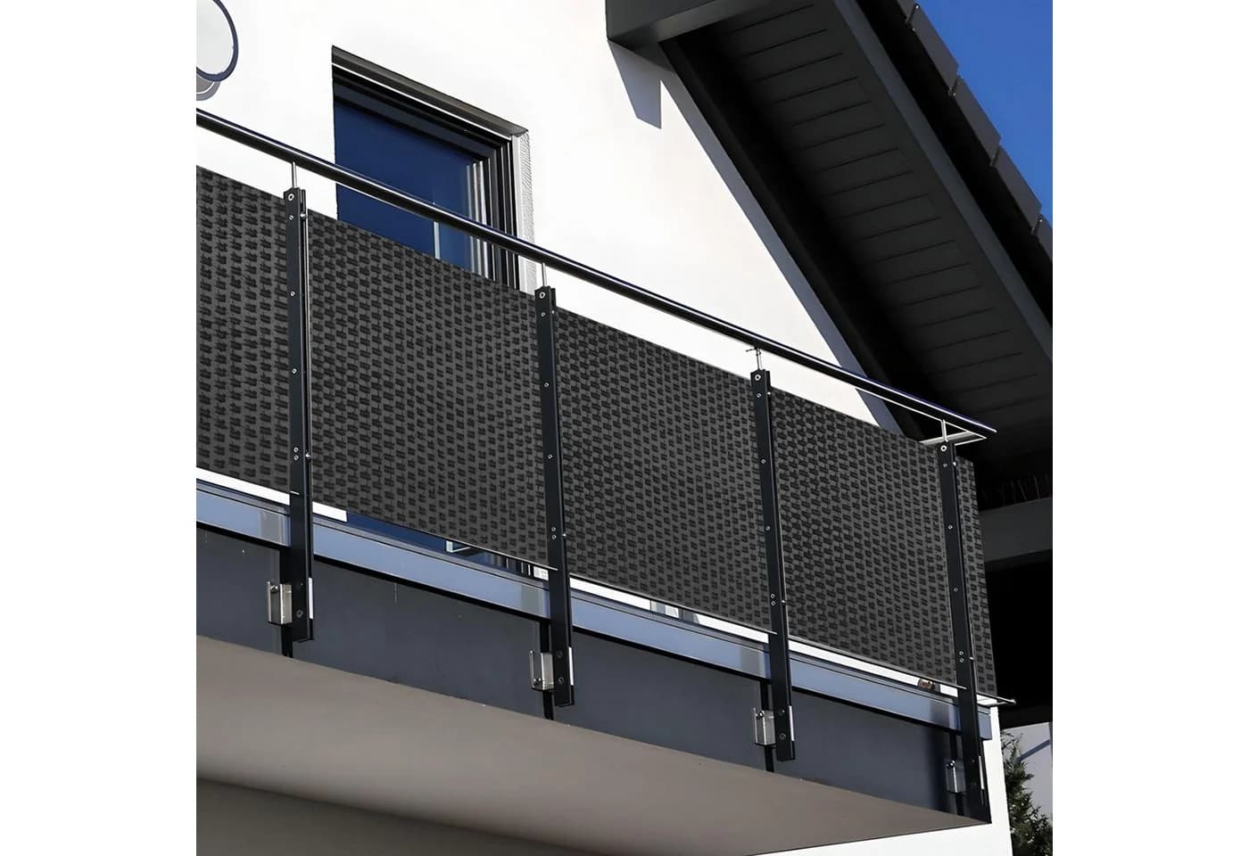 NYVI Balkonsichtschutz Polyrattan Anthrazit 100% Blickdicht UV-fest - Bild 2