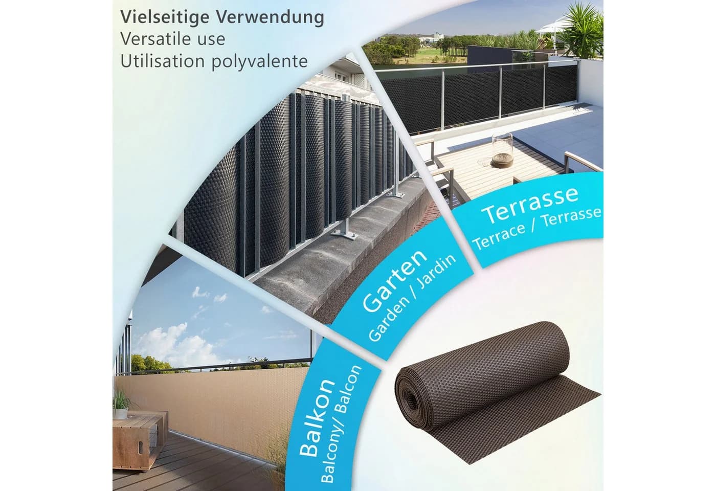 NYVI Balkonsichtschutz Polyrattan Anthrazit 100% Blickdicht UV-fest - Bild 5