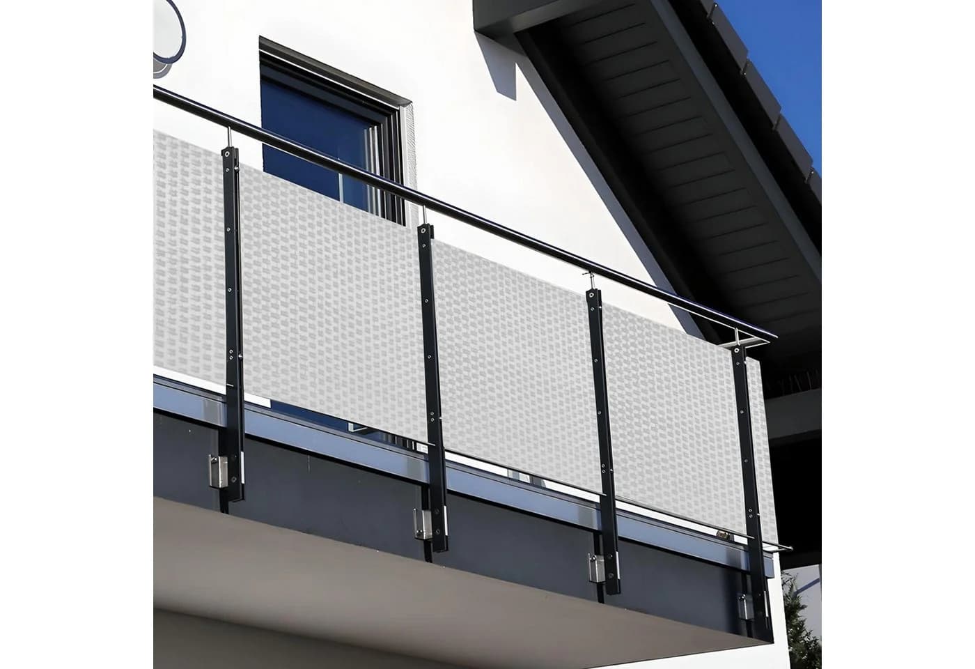 NYVI Balkonsichtschutz Privafence Weiß 100% Blickdicht Polyrattan - Bild 2