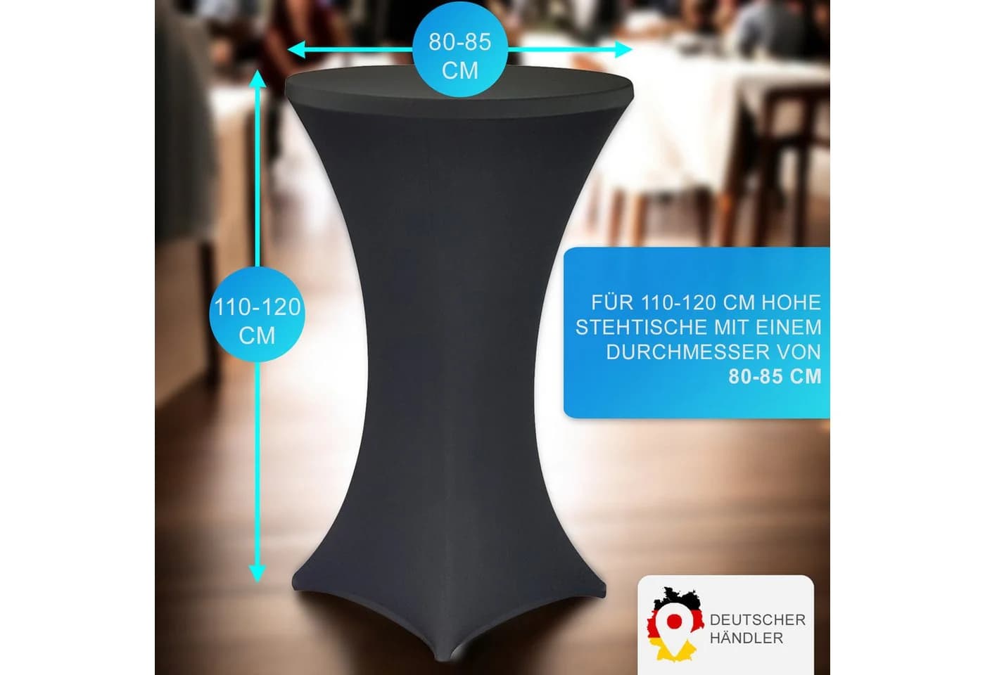 NYVI Stehtischhusse Gala Schwarz Elastisch Premium - Bild 3