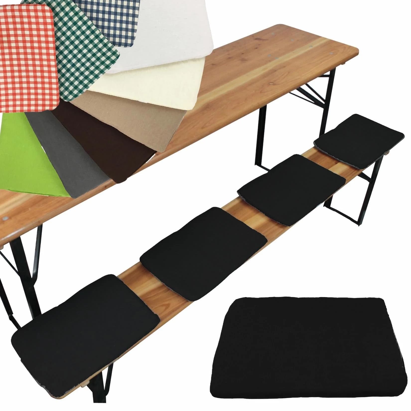 NYVI Bierbank Sitzkissen 36x25 cm NYVIGala 4er Set Schwarz