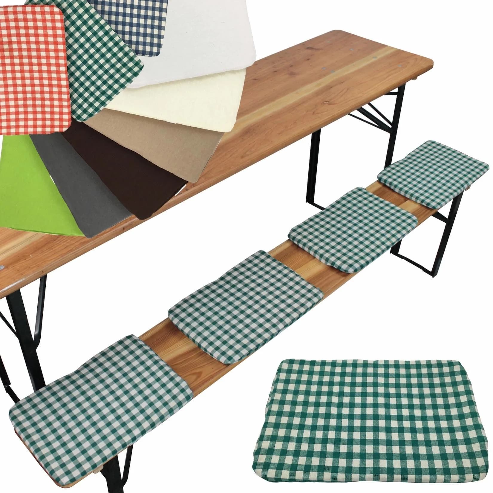 NYVI Bierbank Sitzkissen 36x25 cm NYVIGala 4er Set Grün Kariert