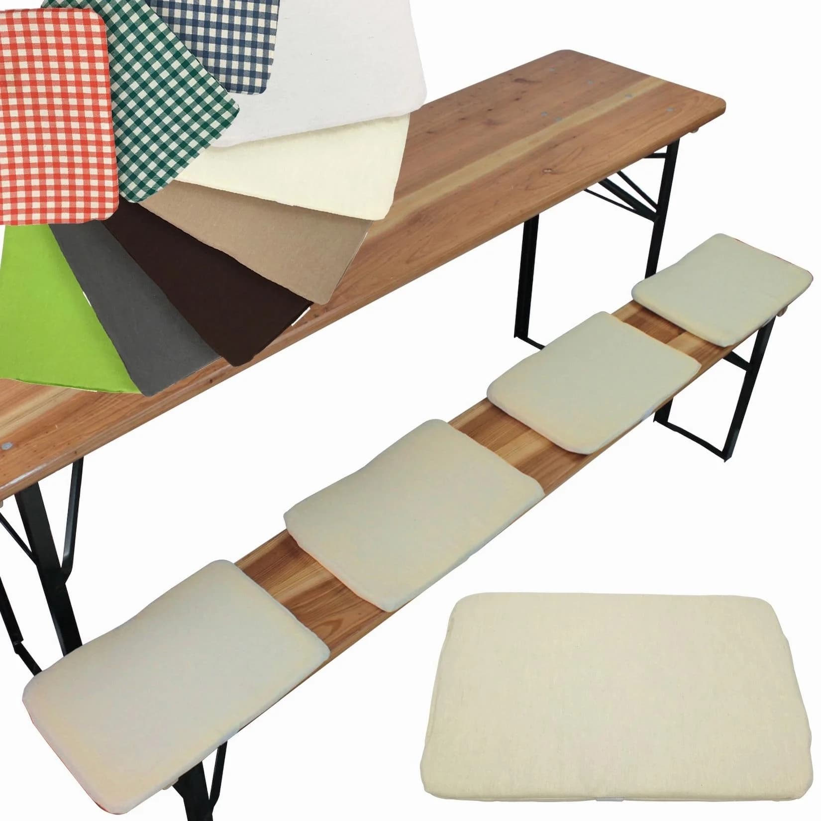 NYVI Bierbank Sitzkissen 36x25 cm NYVIGala 4er Set Ecru