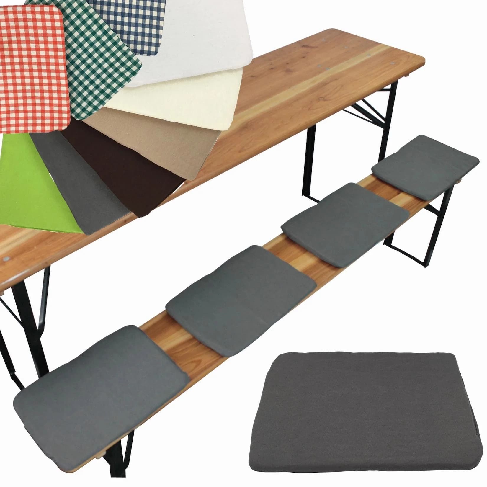 NYVI Bierbank Sitzkissen 36x25 cm NYVIGala 4er Set - Komfortable Sitzpolster für Bierbänke - Grau