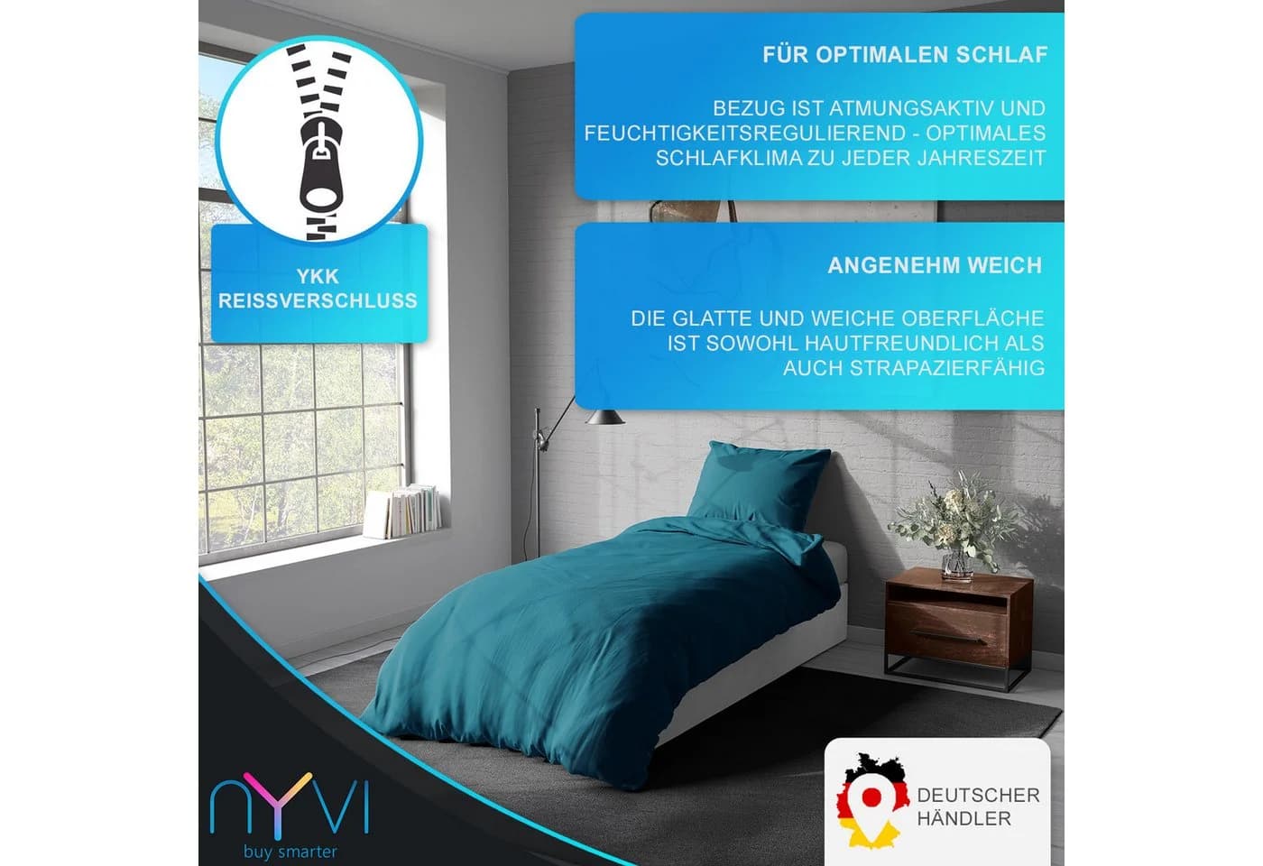 NYVI DreamScience Mikrofaser Uni Bettwäsche Grün Atmungsaktiv Pflegeleicht - Bild 4