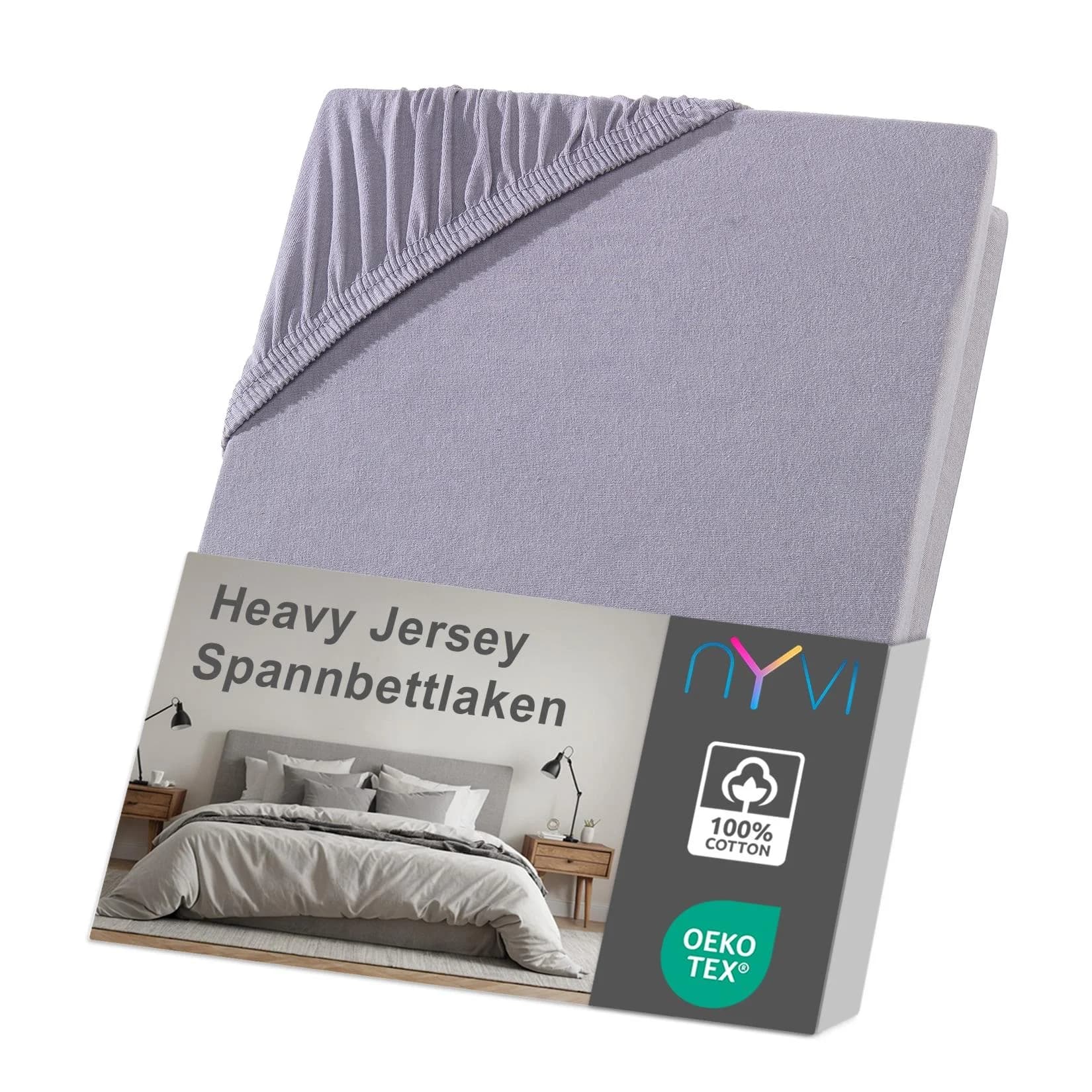 NYVI Spannbettlaken DreamScience Heavy Jersey Grau 140x200 cm