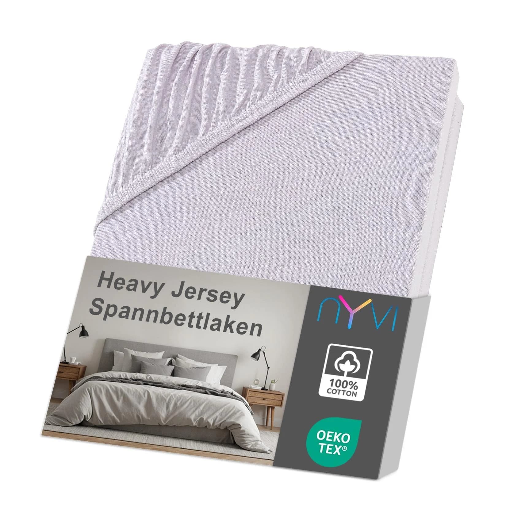 NYVI Spannbettlaken DreamScience Heavy Jersey Silber 140x200 cm