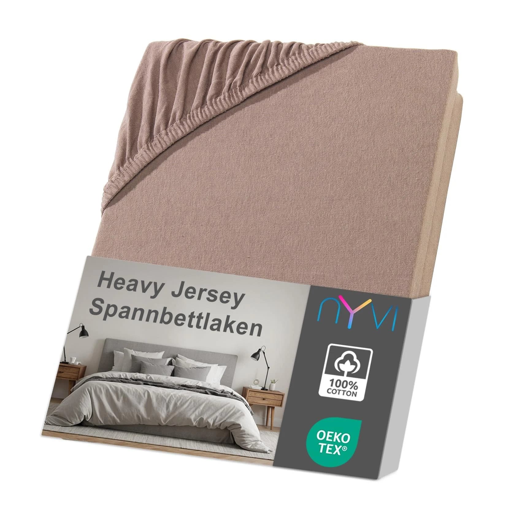 NYVI Spannbettlaken DreamScience Heavy Jersey - Spannbetttuch, Formstabil, 160g/m², Rundum-Gummizug, Bügelfrei
