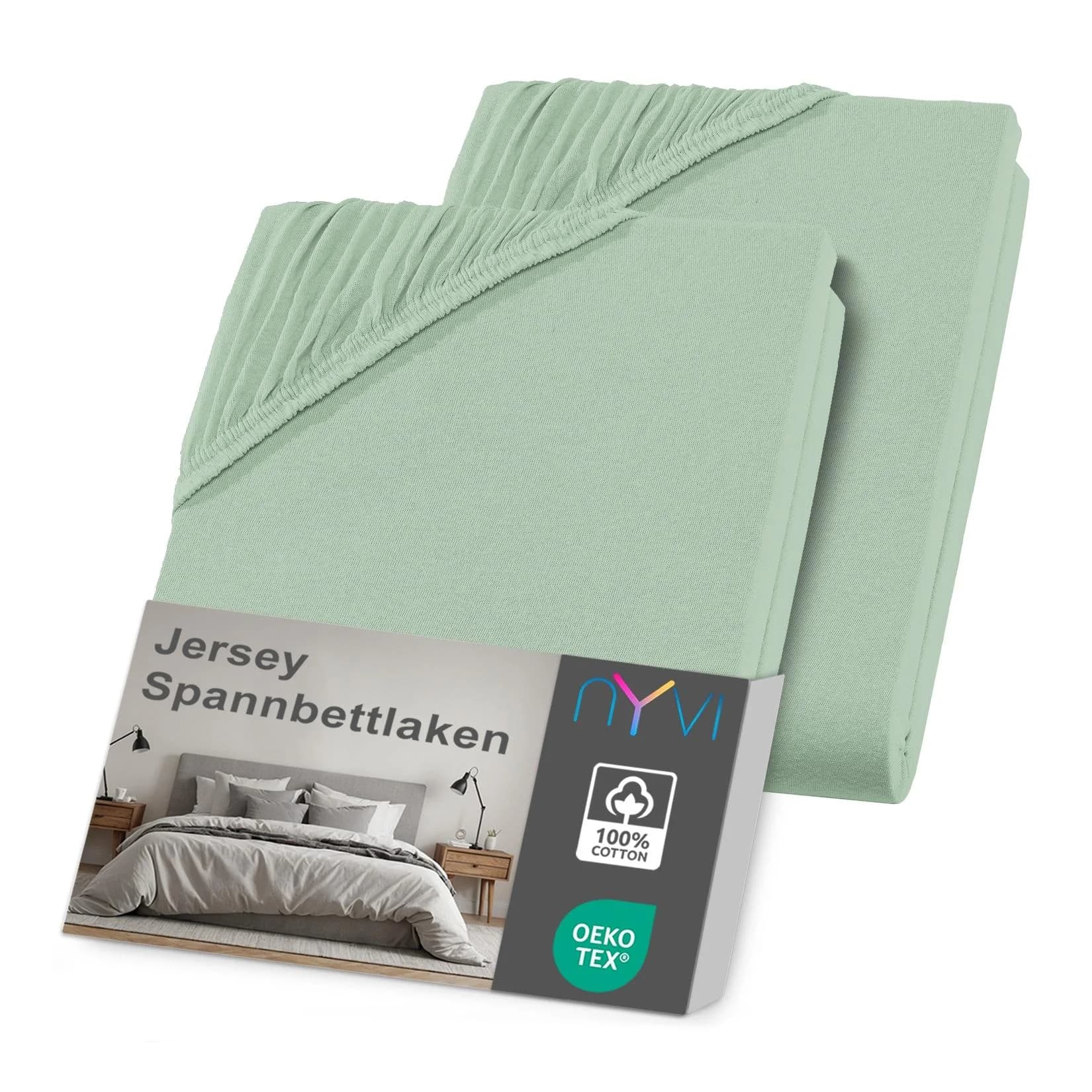 NYVI Jersey Spannbettlaken DreamScience 100% Baumwolle Eukalyptus 180x200 cm