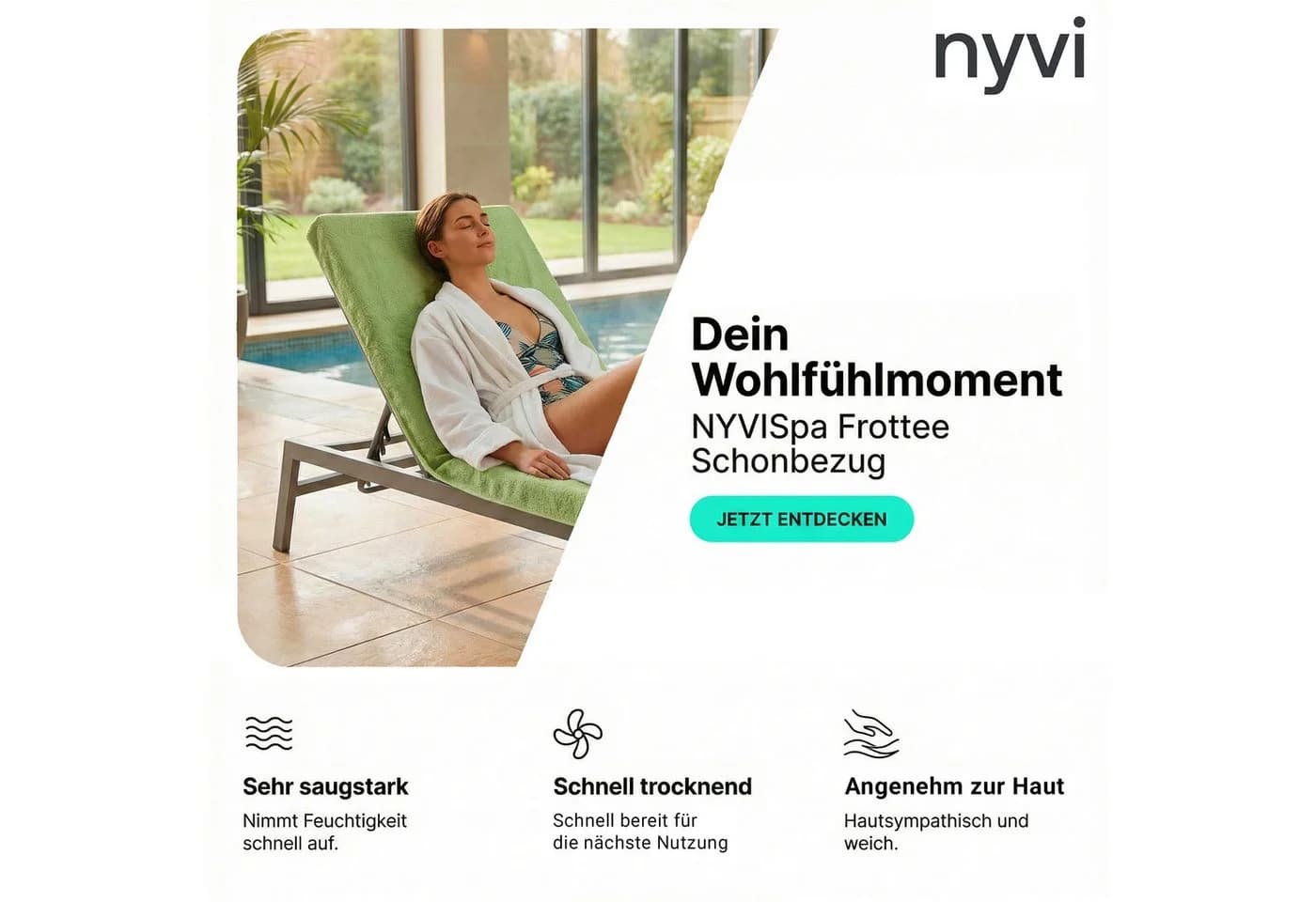 NYVI Strandtuch Frottee Schonbezug für Gartenliege 75x200 cm - Bild 1