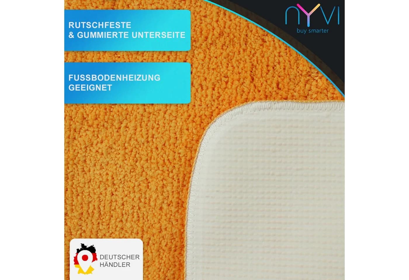NYVI Badematte WC Vorleger ohne Ausschnitt NYVISpa Lasalle Orange - Bild 3