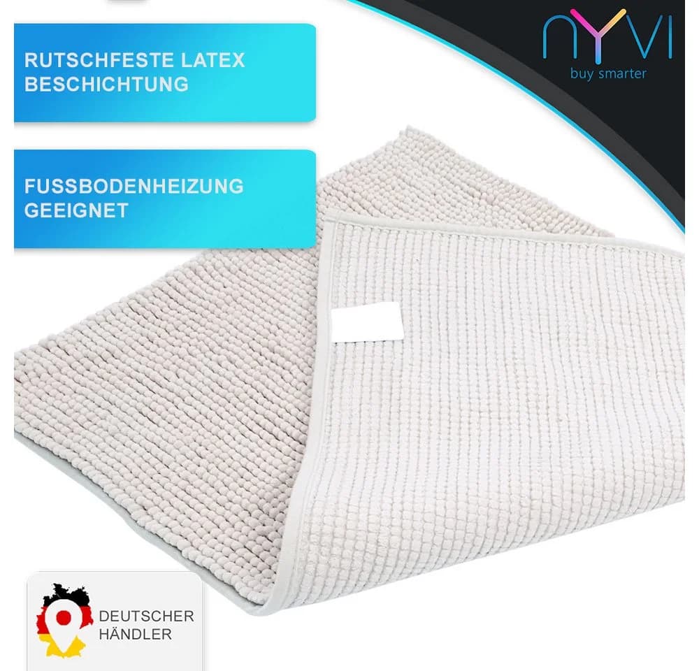 NYVI Badematte NYVISPA Chenille Badezimmerteppich Polyester Rutschfest Saugfähig - Bild 3