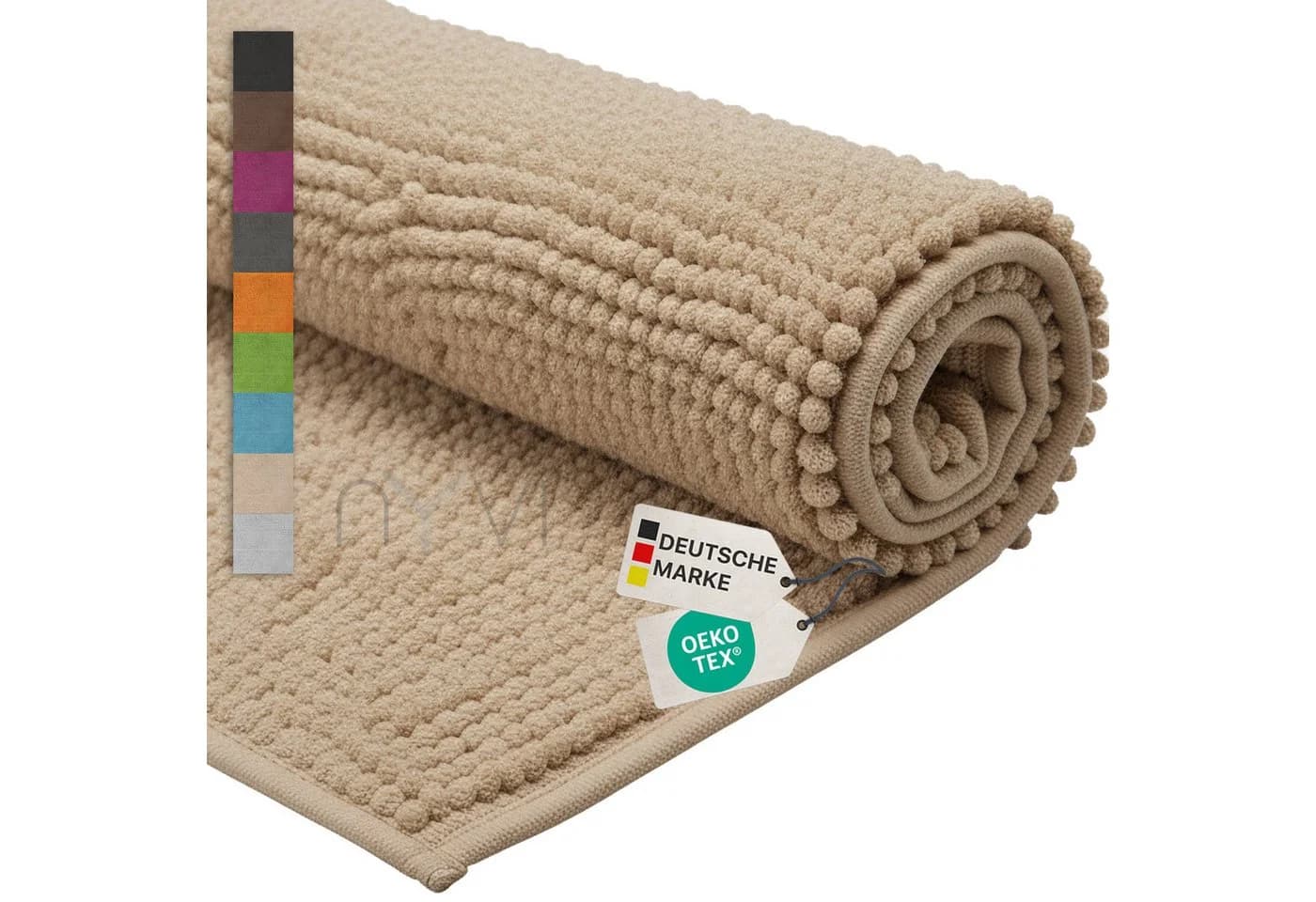 NYVI Badematten Set 2-teilig Chenille Beige Rutschfest Saugstark - Bild 2