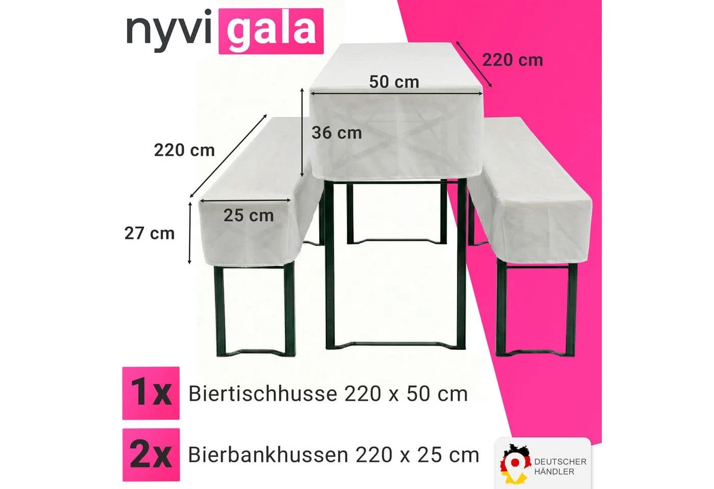 NYVI Biertischhussen Set 3-teilig Ecru Bierzeltgarnitur