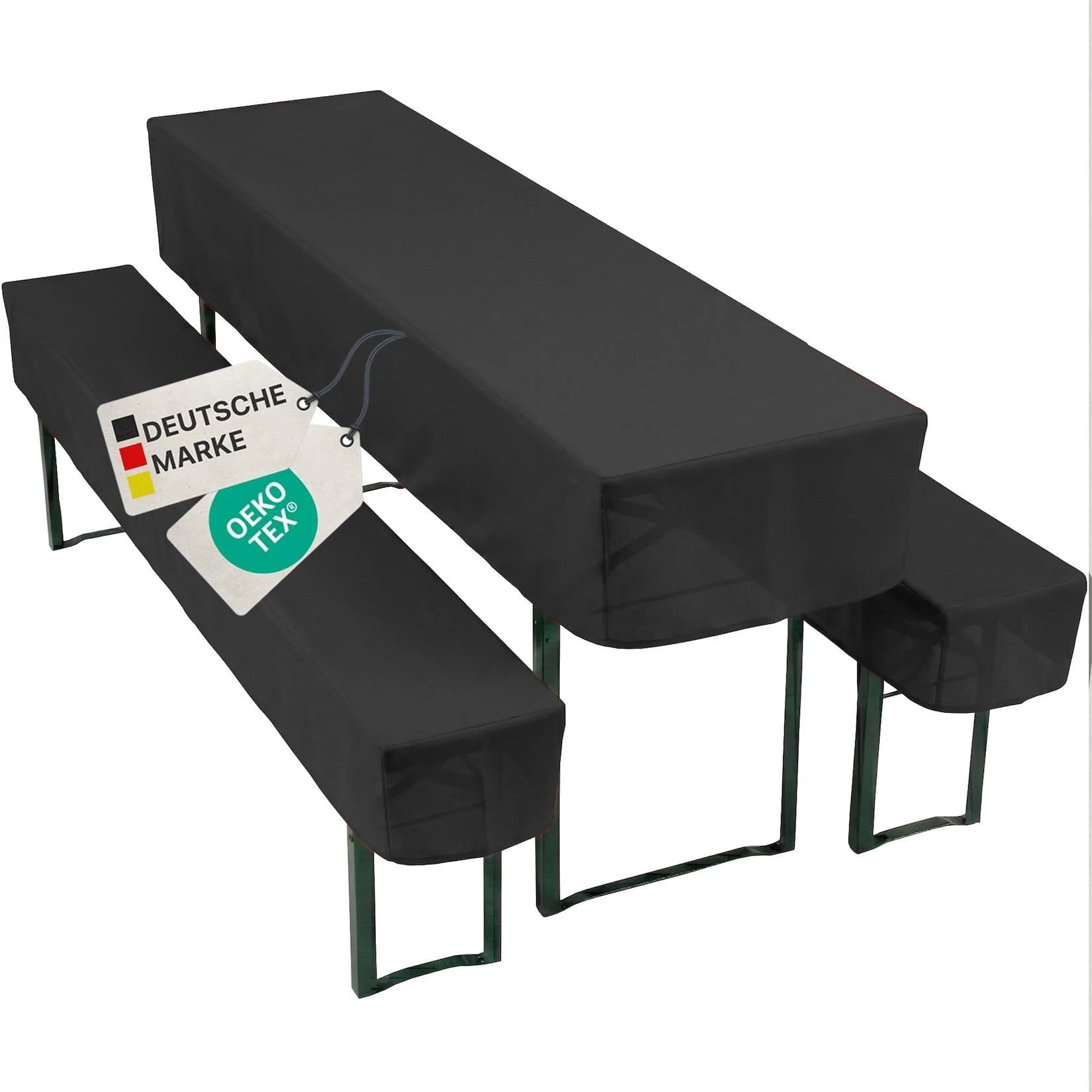 NYVI Biertischhussen Set 3-teilig Schwarz für Bierzeltgarnitur