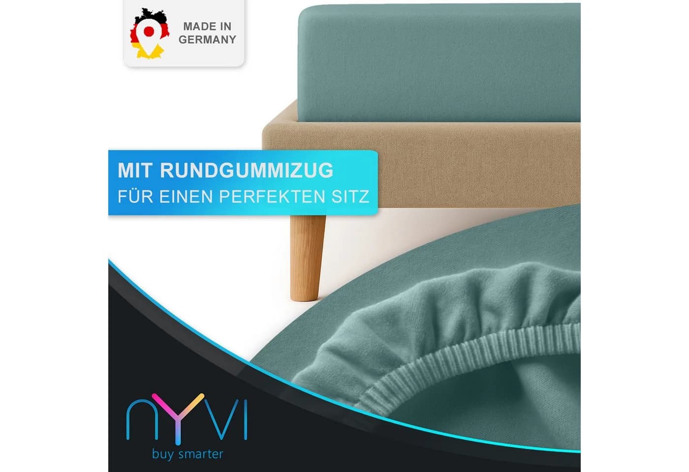 NYVI Feinbiber Spannbettlaken Deluxe 100% Baumwolle Anthrazit - Bild 3