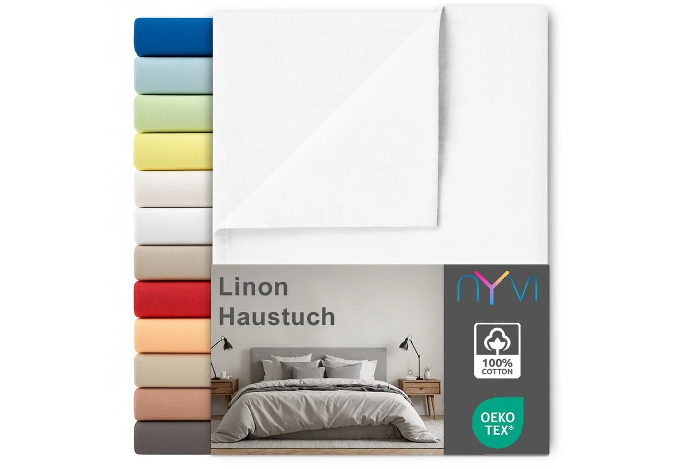 NYVI Linon Deluxe Bettlaken ohne Gummizug aus 100% Baumwolle - Bild 2