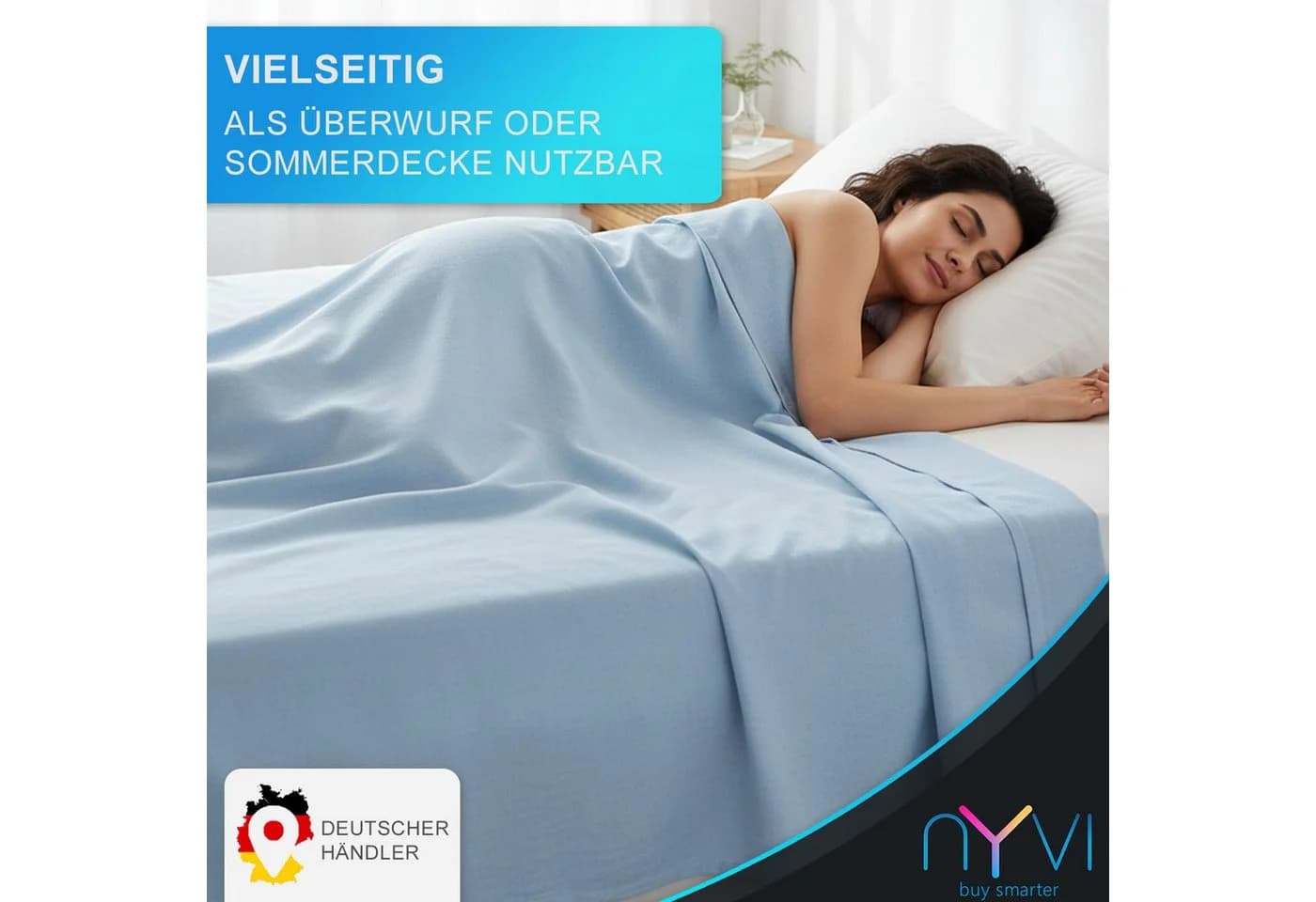 NYVI Linon Deluxe Bettlaken ohne Gummizug aus 100% Baumwolle - Bild 3