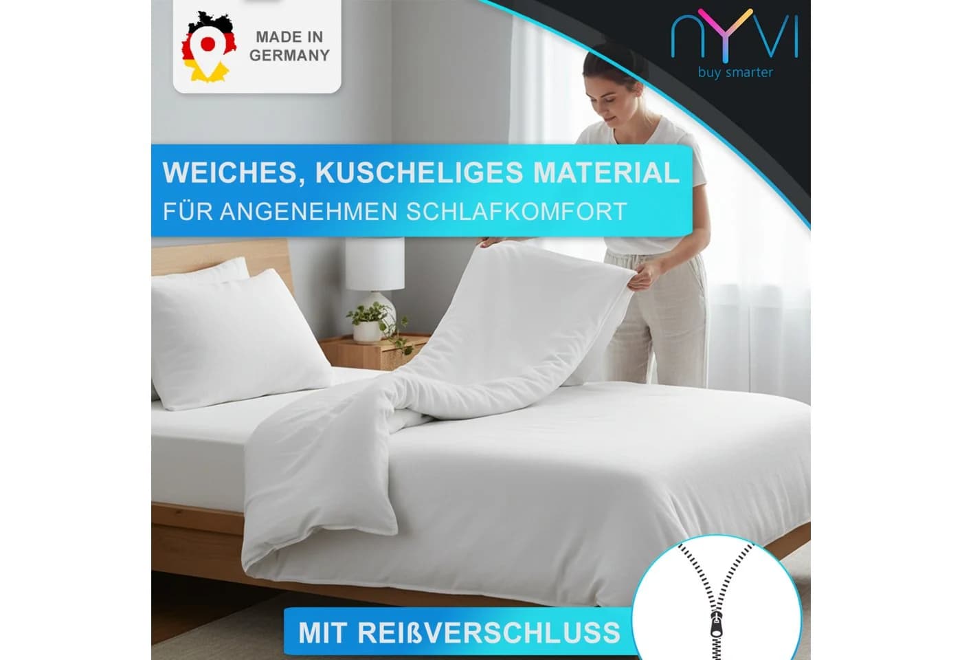 NYVI Bettwäsche Biber Winter 100% Baumwolle Grün - Bild 3