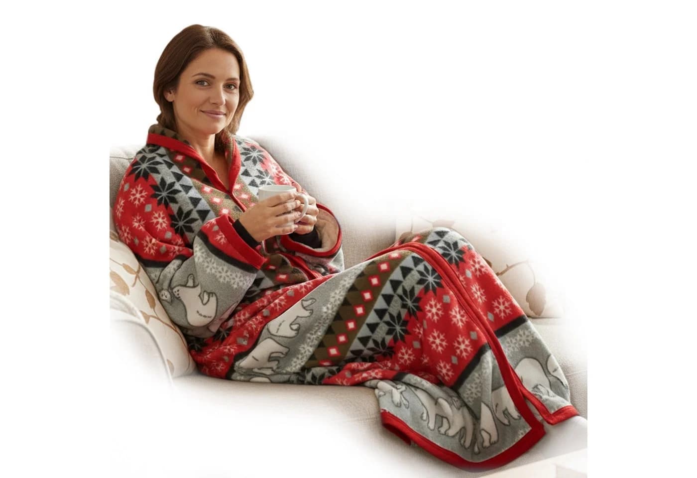 NYVI Ärmeldecke CozyBear Kuscheldecke mit Ärmeln TV-Blanket Rot - Bild 2