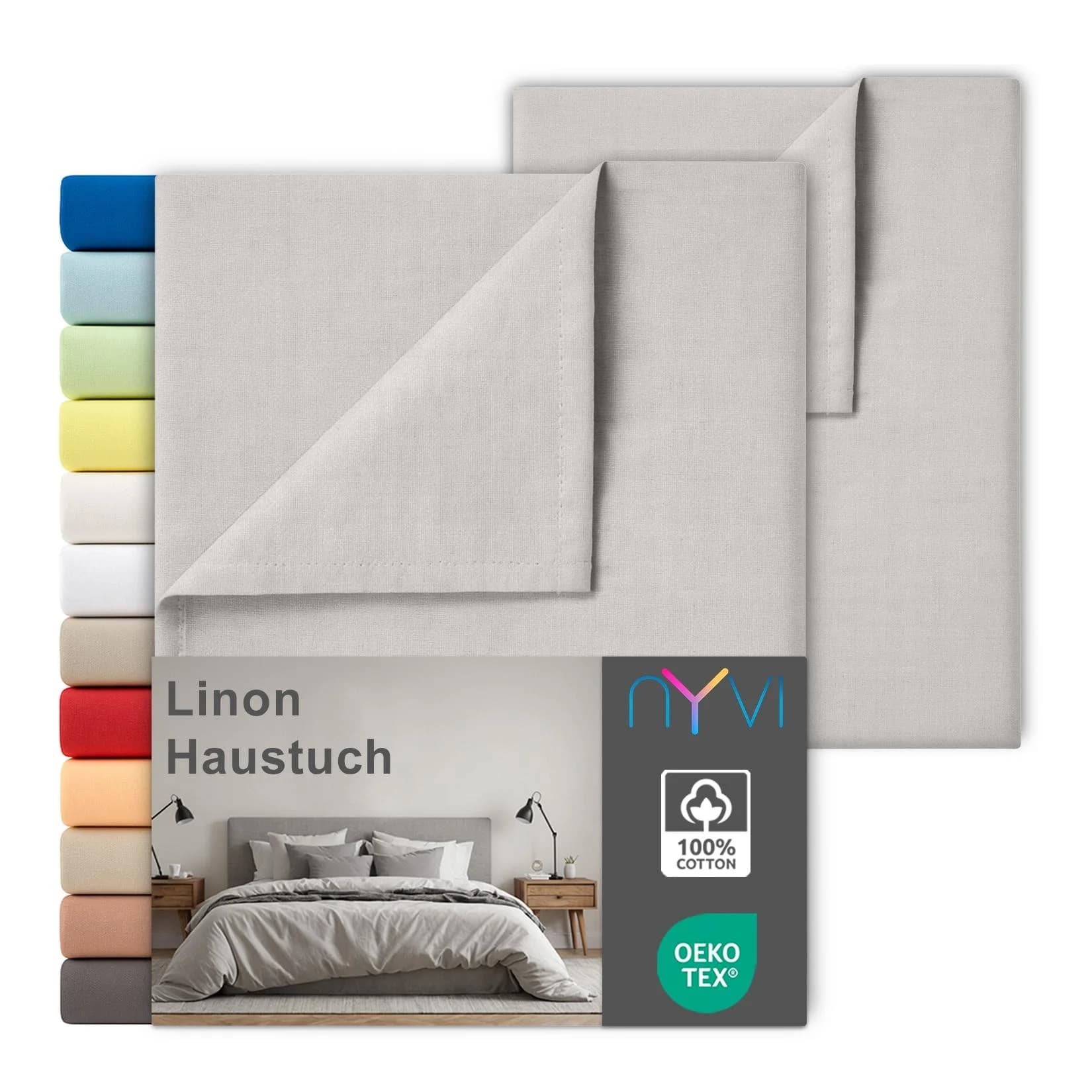 NYVI Linon Deluxe Bettlaken Silber Ohne Gummizug