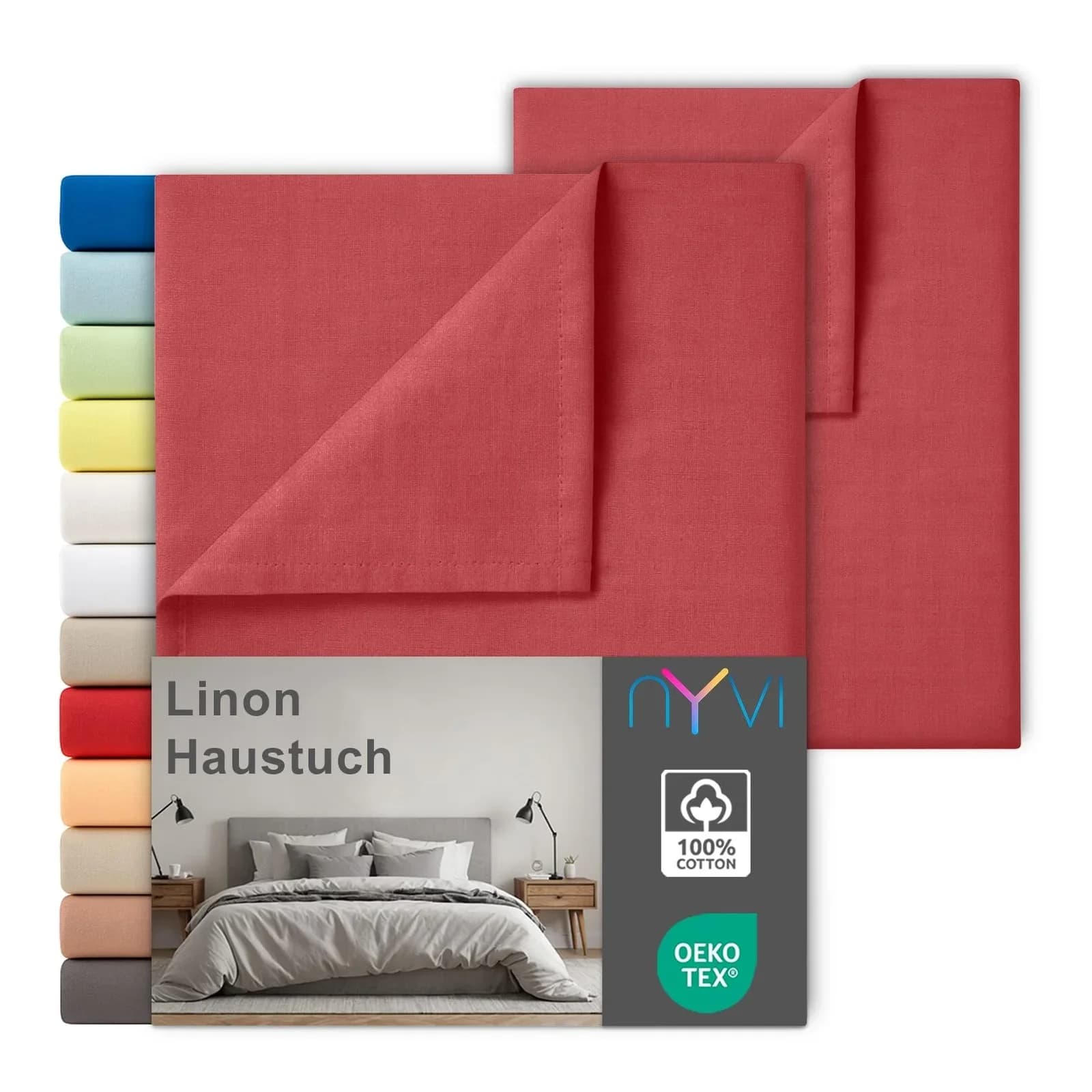 NYVI Linon Deluxe Bettlaken 100% Baumwolle Rot