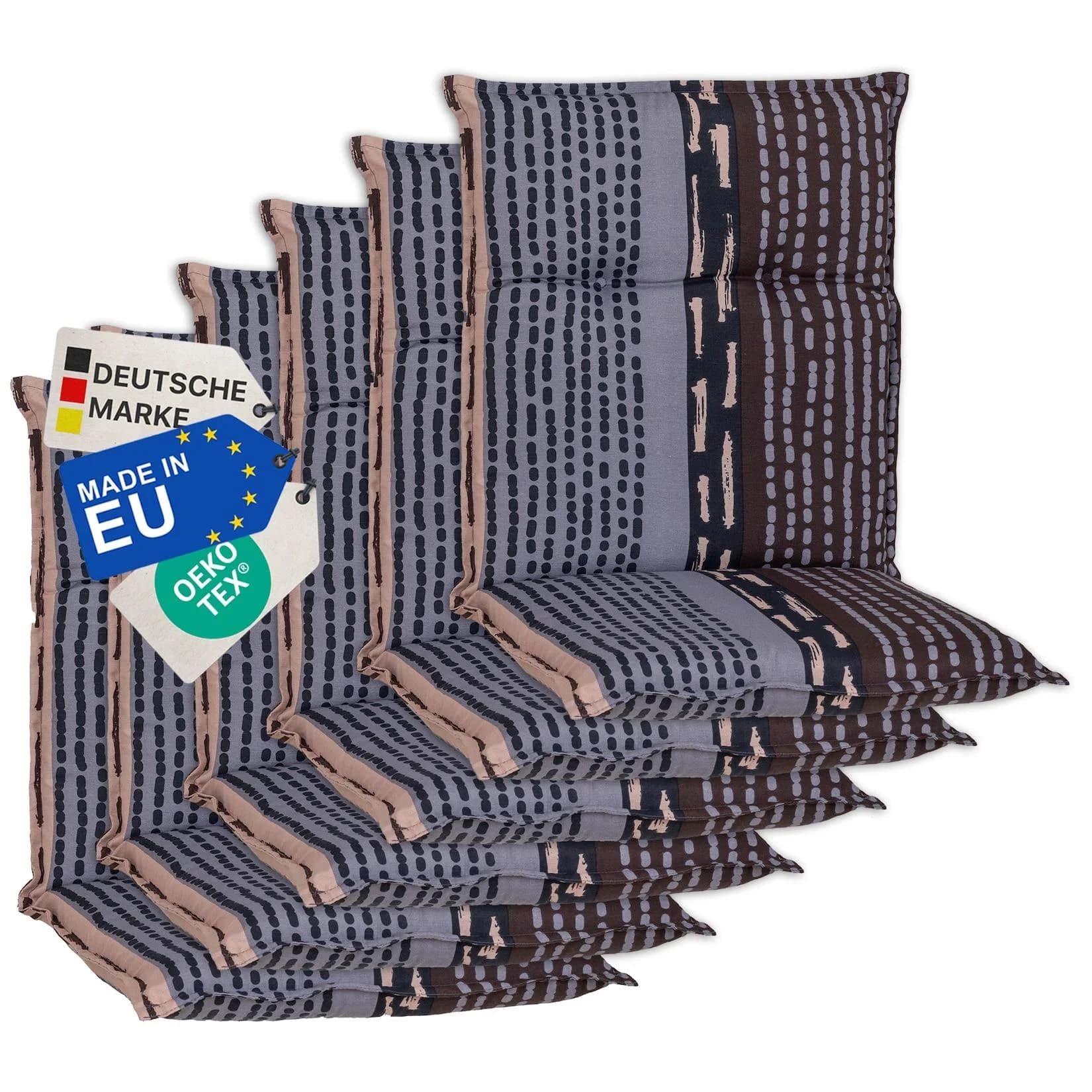 NYVI Gartenstuhl-Auflage Barcelona 6er Set Grau