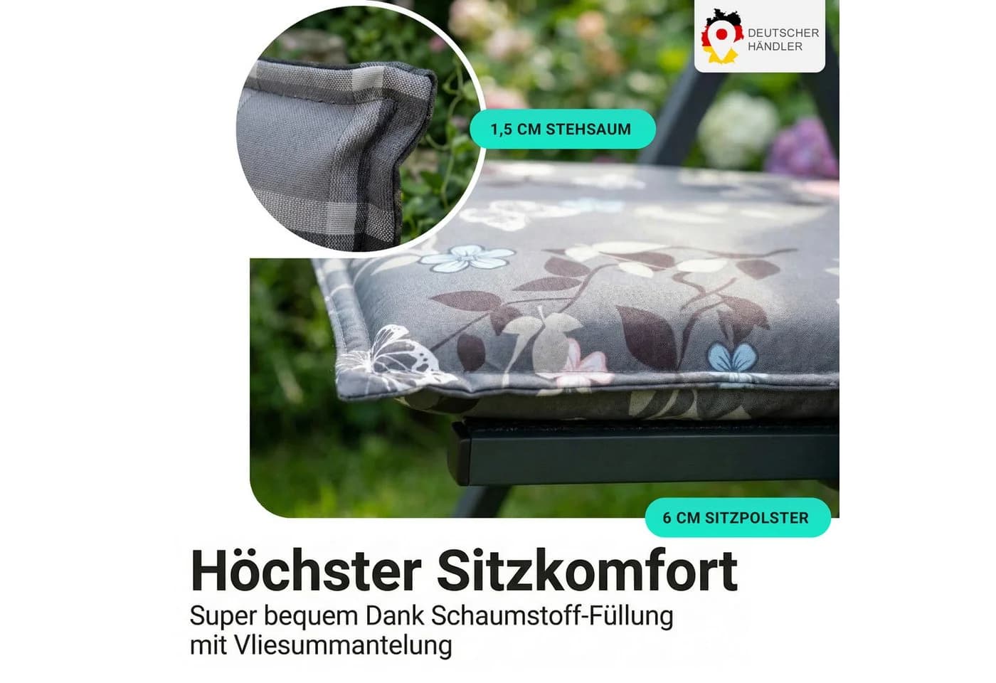 NYVI Gartenstuhl-Auflage Barcelona 4er Set Senfgelb - Bild 5