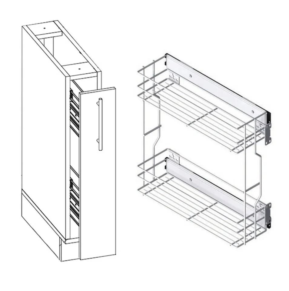 Feldmann-Wohnen Unterschrank Platinium 1-türig 2 Metallkörbe - Bild 4