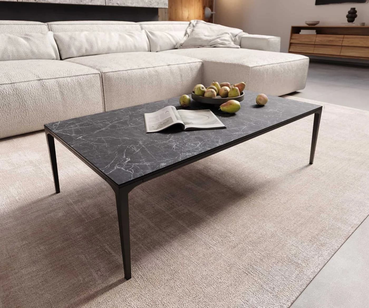 DELIFE Couchtisch Levente Keramik Anthrazit Schwarz Metall - Bild 2