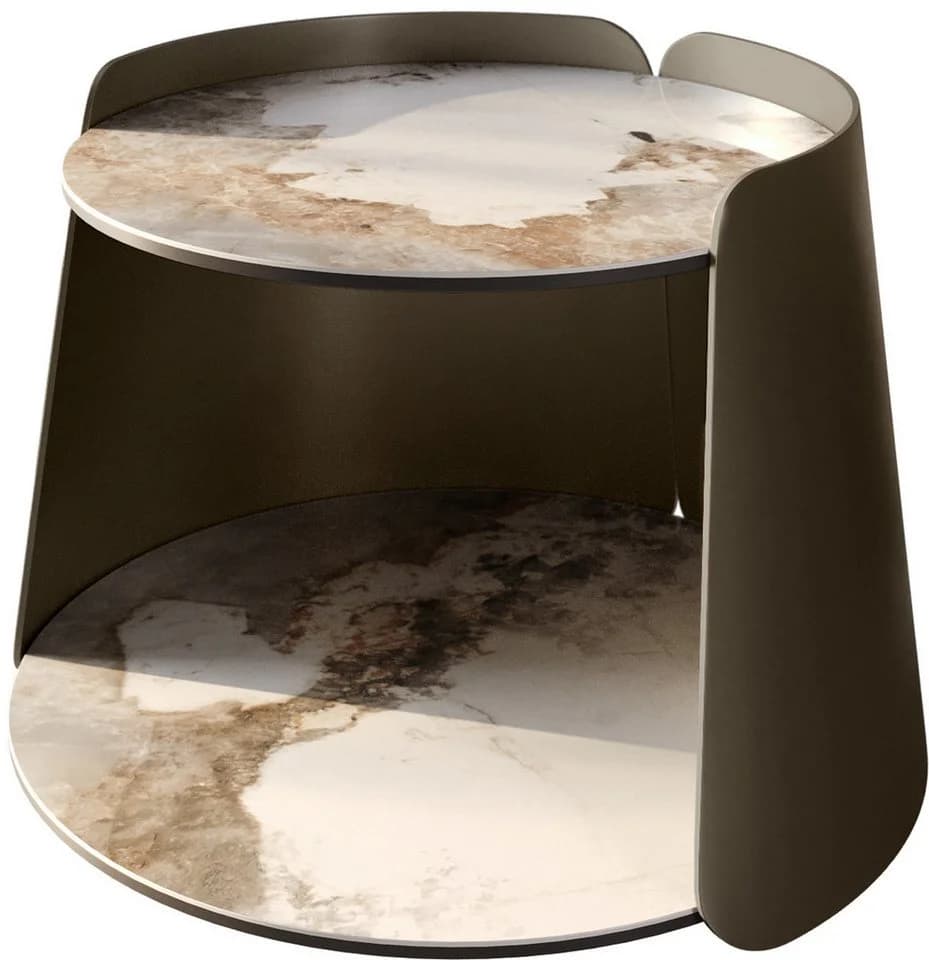 DELIFE Couchtisch Daban Keramik Weiß-Beige Modern - Bild 2