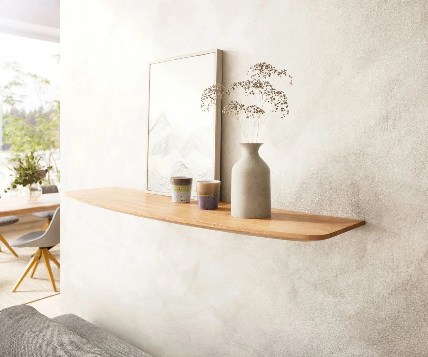 DELIFE Wandregal Edge Akazie Natur 100 cm Massivholz