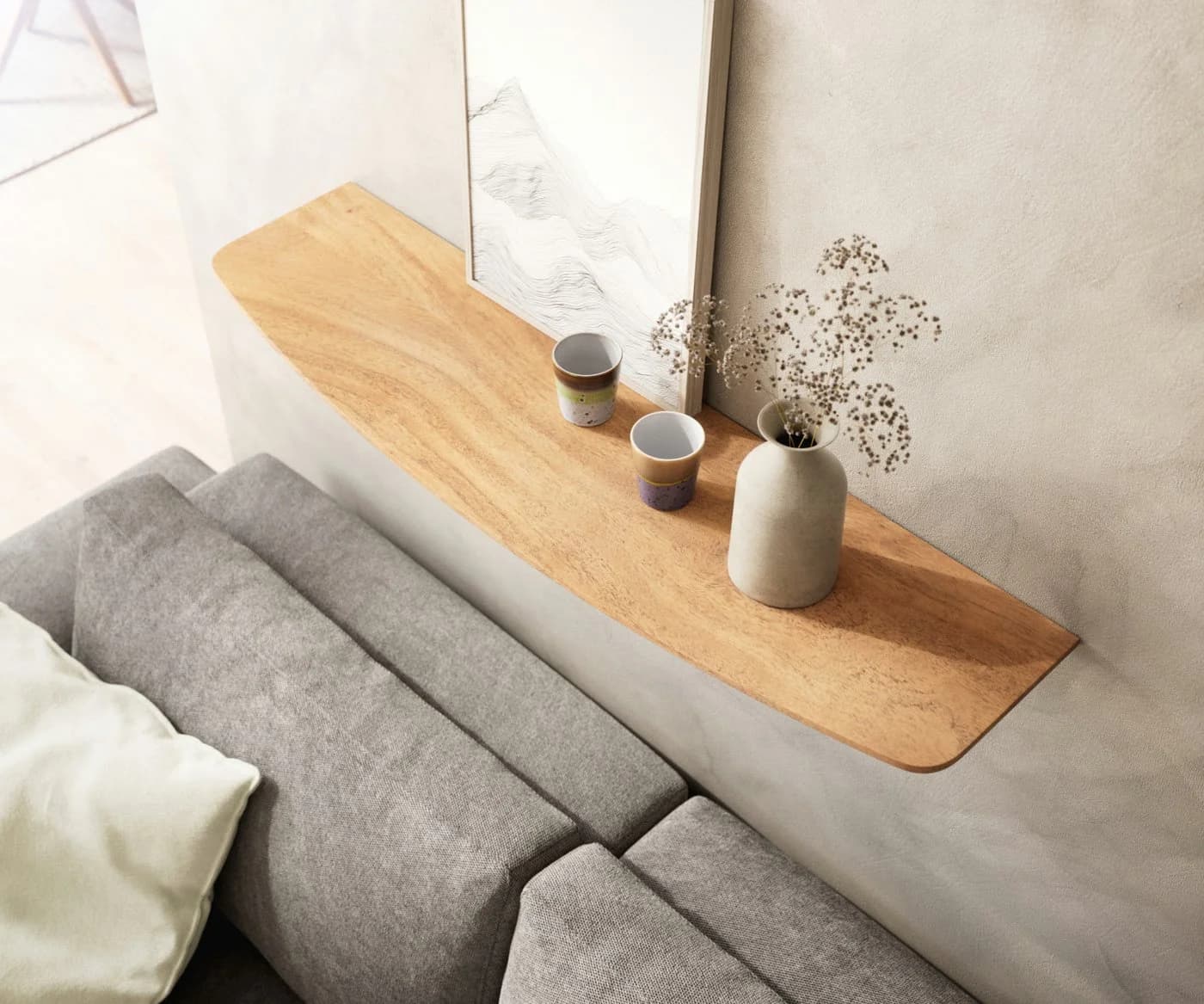 DELIFE Wandregal Edge Akazie Natur 100 cm Massivholz - Bild 5