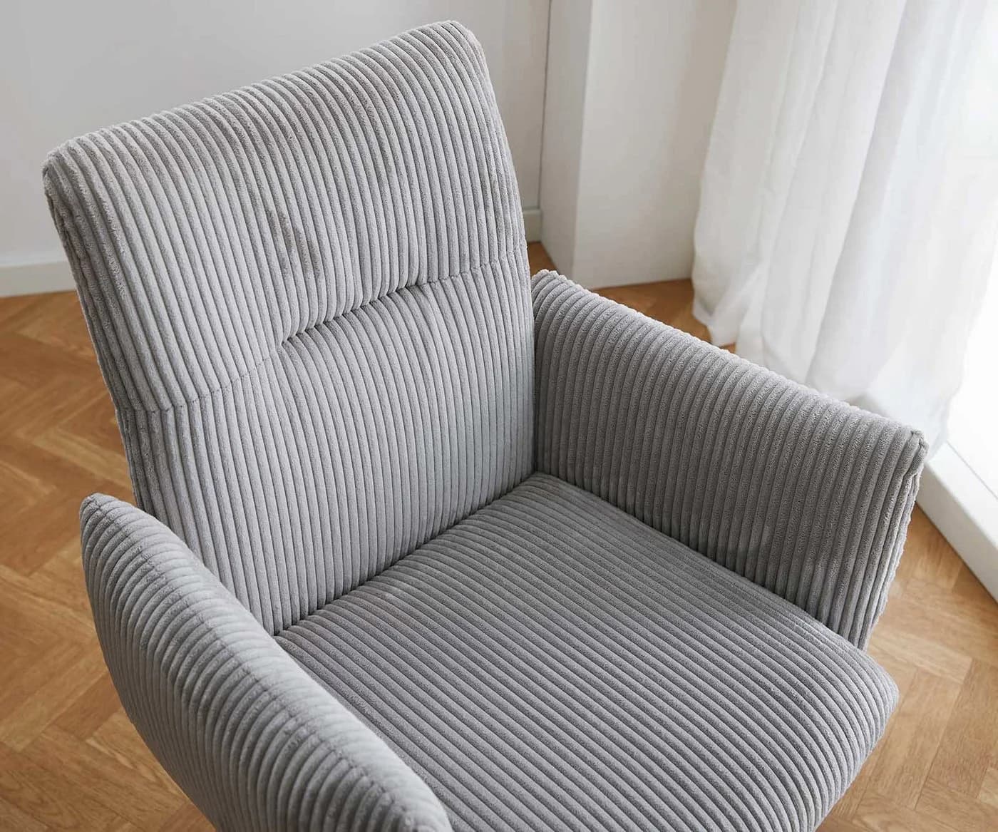 DELIFE Polsterstuhl Jova-Flex mit Armlehnen Edelstahl Cord Silbergrau - Bild 5