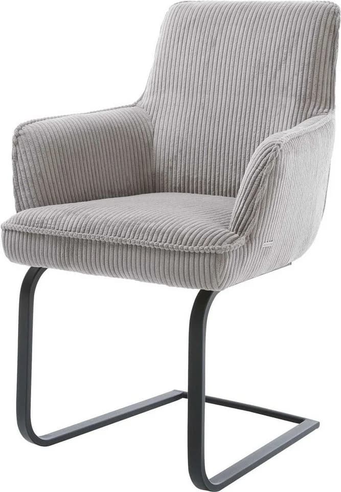 DELIFE Polsterstuhl Heira-Flex Schwarz Silbergrau Cord Freischwinger - Bild 2