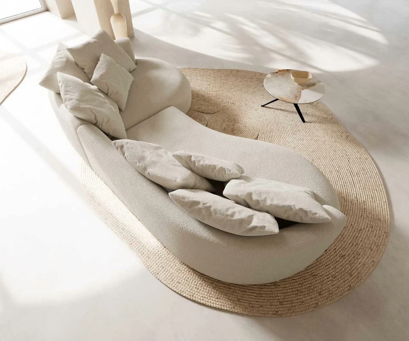 DELIFE Big-Sofa Edina Bouclé Creme-Weiß - Bild 5