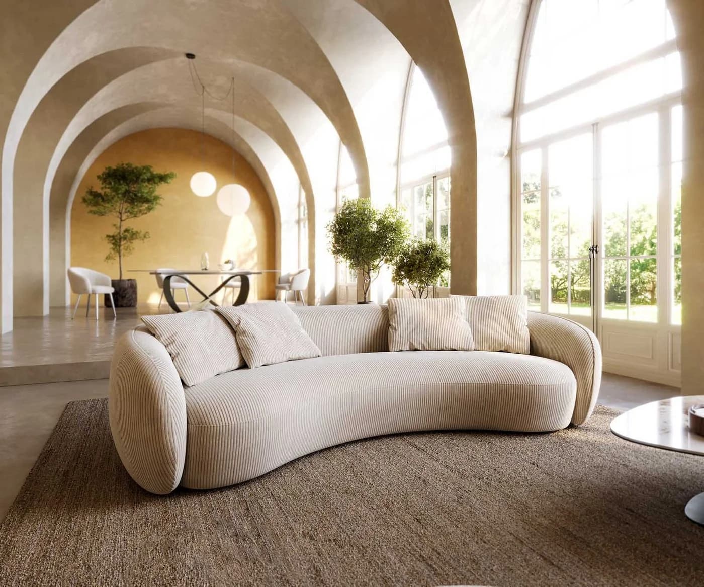 DELIFE 3-Sitzer Larna Sofa Beige Cord - Bild 2