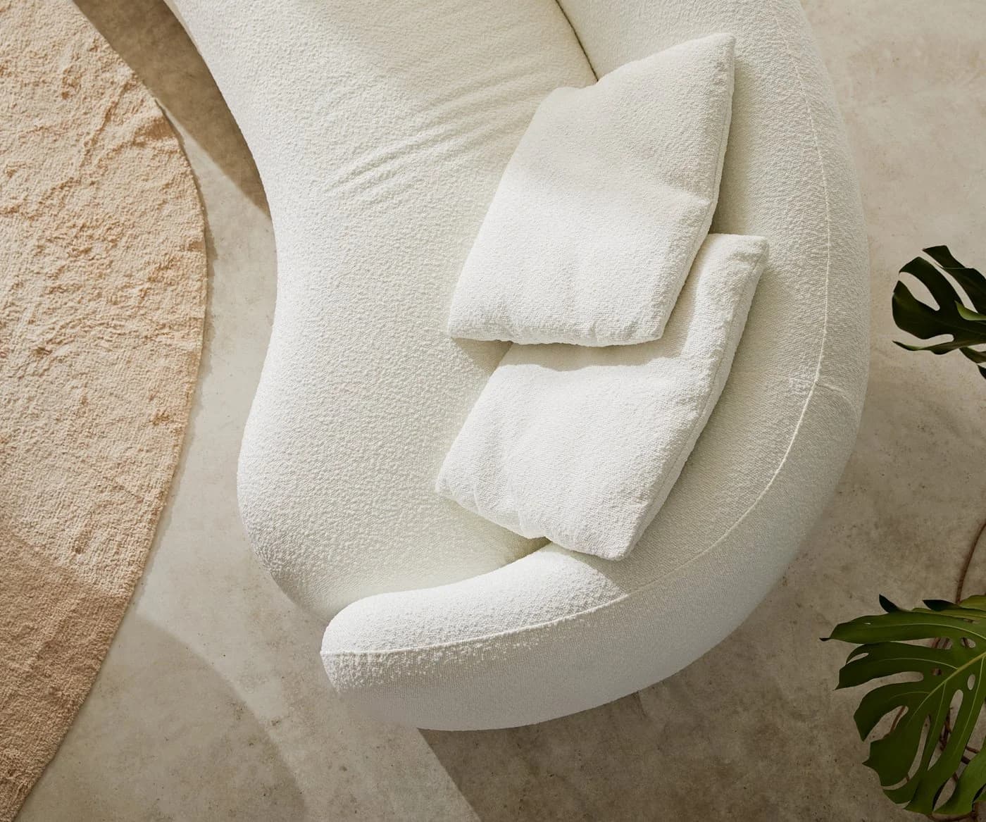 DELIFE 3-Sitzer Larna Sofa Bouclé Creme-Weiß mit 4 Kissen - Bild 5