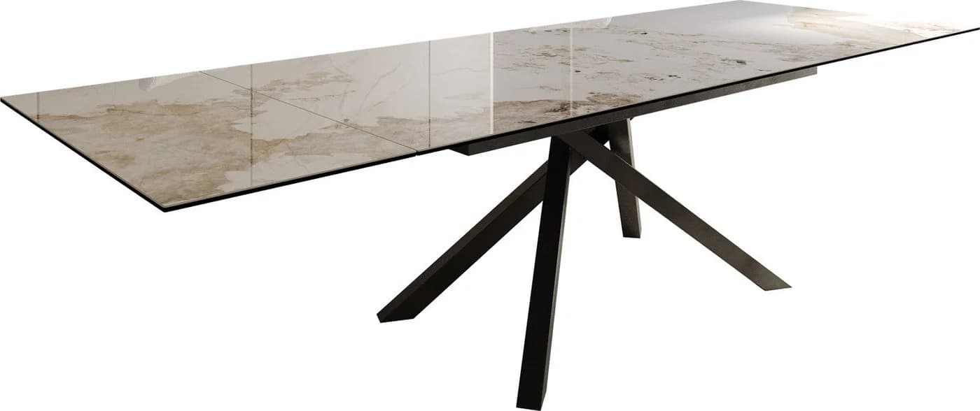 DELIFE Esstisch Edge Keramik Ausziehbar Weiß-Beige Schwarz