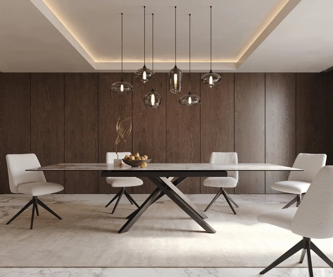 DELIFE Esstisch Edge Keramik Ausziehbar Weiß-Beige Schwarz - Bild 3