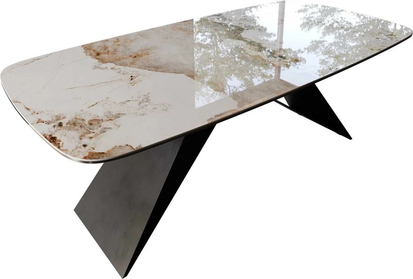 DELIFE Esstisch Edge Bootform Keramik Weiß-Beige - Bild 2