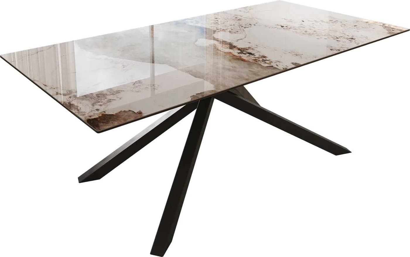 DELIFE Esstisch Edge Keramik Minas Melange Weiß-Beige Schwarz - Bild 2