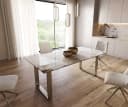 DELIFE Esstisch Edge Keramik Minas Melange Weiß-Beige Edelstahl Bild 1