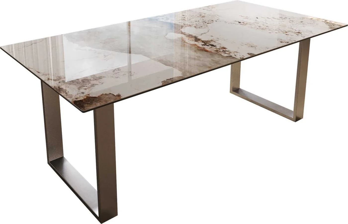 DELIFE Esstisch Edge Keramik Minas Melange Weiß-Beige Edelstahl - Bild 2