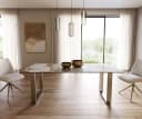 DELIFE Esstisch Edge Keramik Minas Melange Weiß-Beige Edelstahl Bild 3