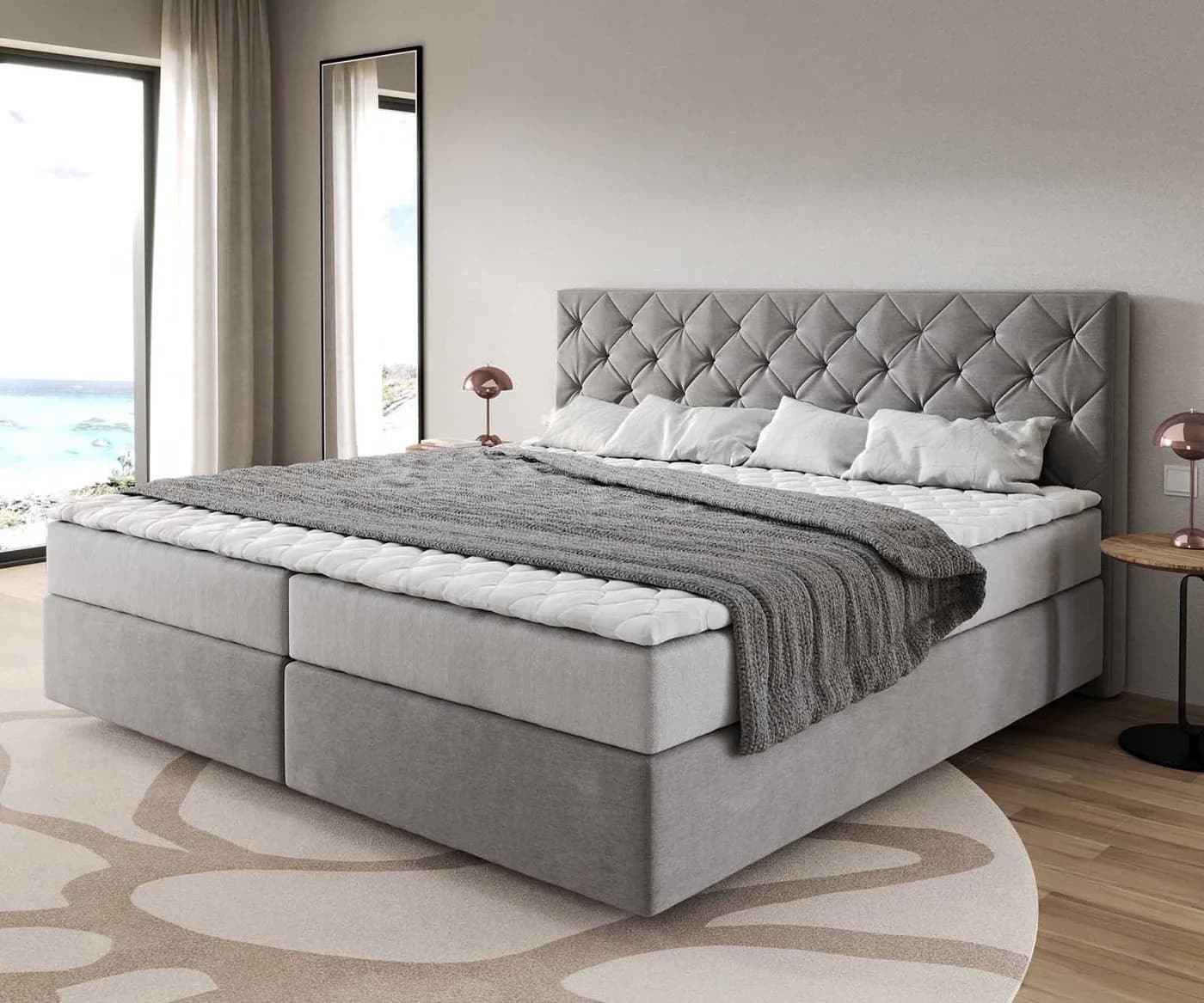 DELIFE Boxspringbett Dream-Great Grau Mikrofaser TFK Matratze - Bild 2